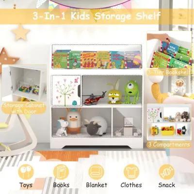 Kids Toy Storage Organizer with Book Shelf and Storage Cabinet