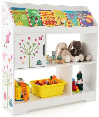 Kids Toy Storage Organizer with Book Shelf and Storage Cabinet