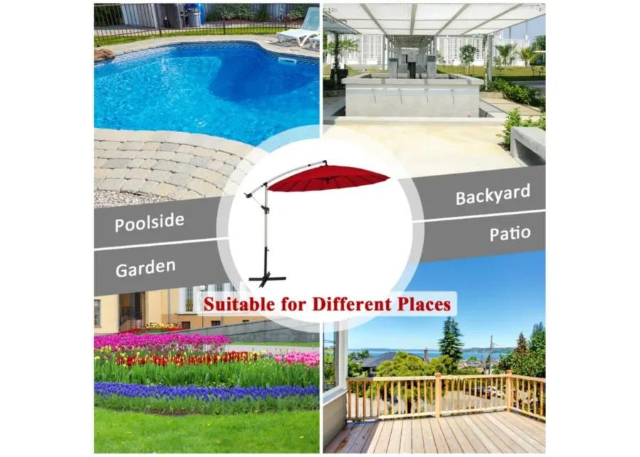 10 Feet Patio Offset Umbrella Market Hanging Umbrella for Backyard Poolside Lawn Garden