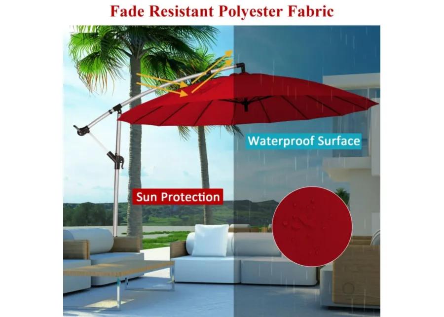 10 Feet Patio Offset Umbrella Market Hanging Umbrella for Backyard Poolside Lawn Garden