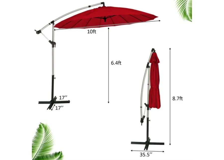 10 Feet Patio Offset Umbrella Market Hanging Umbrella for Backyard Poolside Lawn Garden