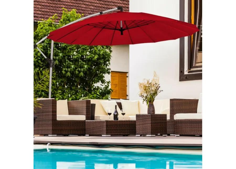 10 Feet Patio Offset Umbrella Market Hanging Umbrella for Backyard Poolside Lawn Garden