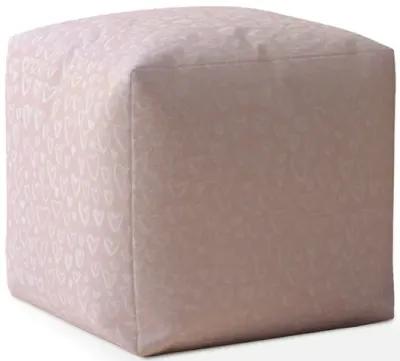 Homezia 17" Pink Cotton Abstract Pouf Ottoman