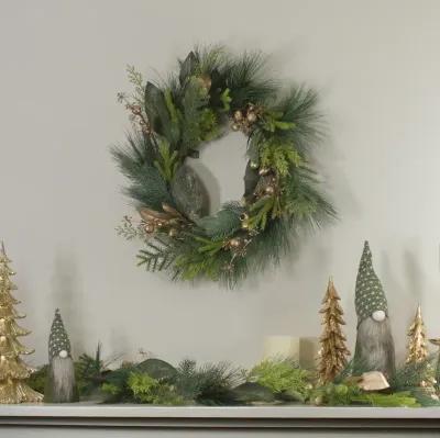 Leaves  Berry and Cedar Artificial Christmas Wreath - 20-Inch  Unlit