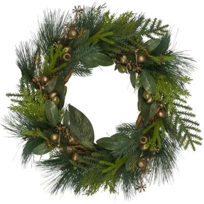 Leaves  Berry and Cedar Artificial Christmas Wreath - 20-Inch  Unlit