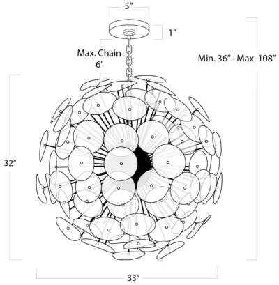 Poppy Glass Chandelier Large