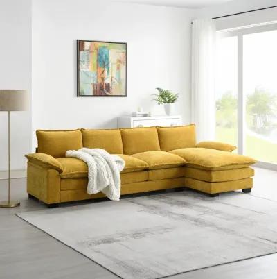 Merax 5-seat Upholstered Cloud Sofa with Double Seat Cushions