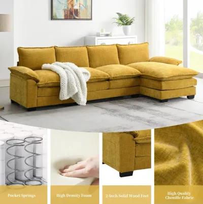 Merax 5-seat Upholstered Cloud Sofa with Double Seat Cushions