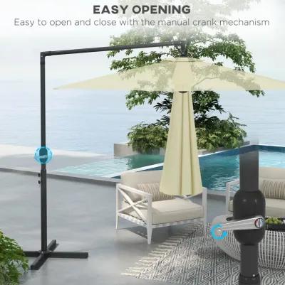 9.5FT Cantilever Patio Umbrella w/ Crank Cross Base Hanging Offset Umbrella