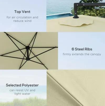 9.5FT Cantilever Patio Umbrella w/ Crank Cross Base Hanging Offset Umbrella