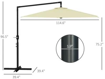 9.5FT Cantilever Patio Umbrella w/ Crank Cross Base Hanging Offset Umbrella