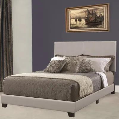 Leather Upholstered California King Size Platform Bed, Gray-Benzara