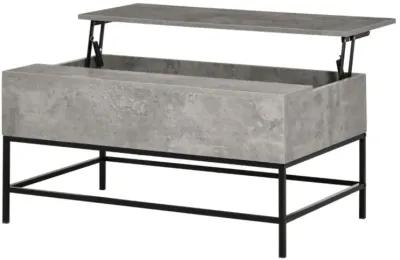 Hivvago Modern Grey Lift Top Coffee Table w/ Hidden Storage Black Metal Legs