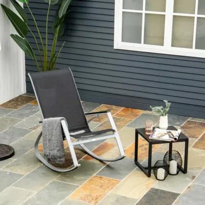 Outsunny Outdoor Modern Front Porch Patio Rocking Sling Chair - Black / Silver