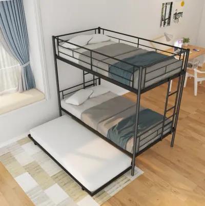 Twin Over Twin Metal Bunk Bed Frame With Trundle