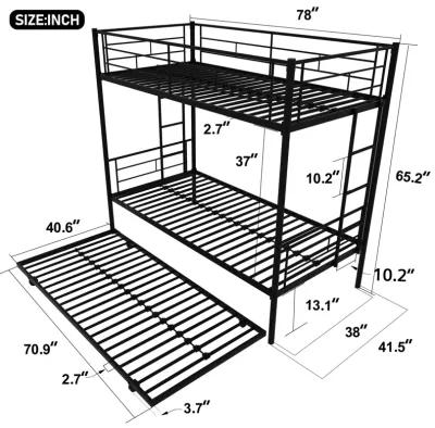 Twin Over Twin Metal Bunk Bed Frame With Trundle