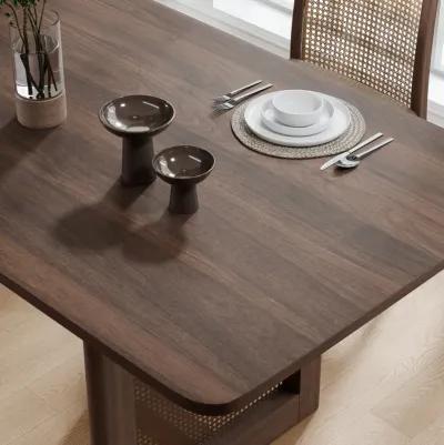 67 Cinna Walnut Oak Wood Rectangle Dining Table (Seats 6)