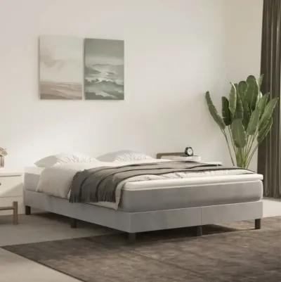 vidaXL Modern Velvet Box Spring Bed Frame, Full Size, Light Gray - Sturdy Plywood and Engineered Wood Construction for Restful Sleep