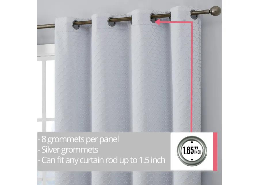 THD Passaic Geometric 100% Full Complete Blackout Room Darkening Noise Reducing Thermal Grommet Curtains - Set of 2