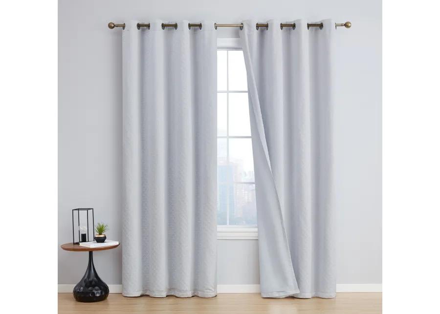 THD Passaic Geometric 100% Full Complete Blackout Room Darkening Noise Reducing Thermal Grommet Curtains - Set of 2