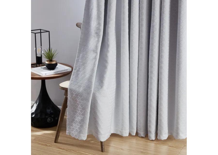 THD Passaic Geometric 100% Full Complete Blackout Room Darkening Noise Reducing Thermal Grommet Curtains - Set of 2