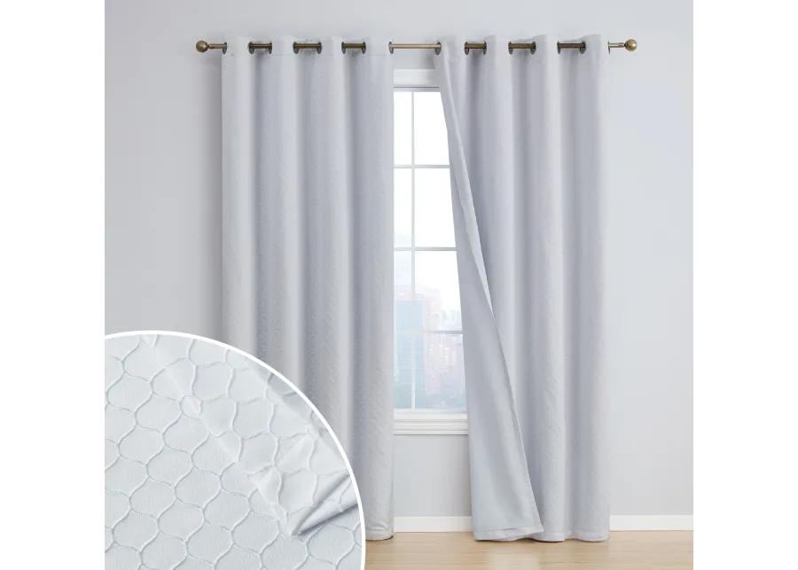 THD Passaic Geometric 100% Full Complete Blackout Room Darkening Noise Reducing Thermal Grommet Curtains - Set of 2