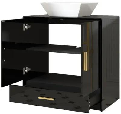 FUFU&GAGA Modern Bathroom Vanity Cabinet with Storage Shelves and Drawer, (31.5" W x 18.9" D x 31.5" H),Black