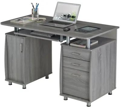 Complete Workstation Computer Desk with Storage, Grey