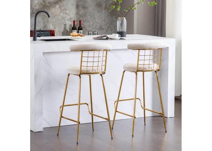 Luxury Velvet High Barstool Set of 2