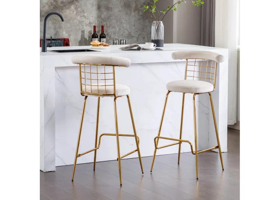 Luxury Velvet High Barstool Set of 2