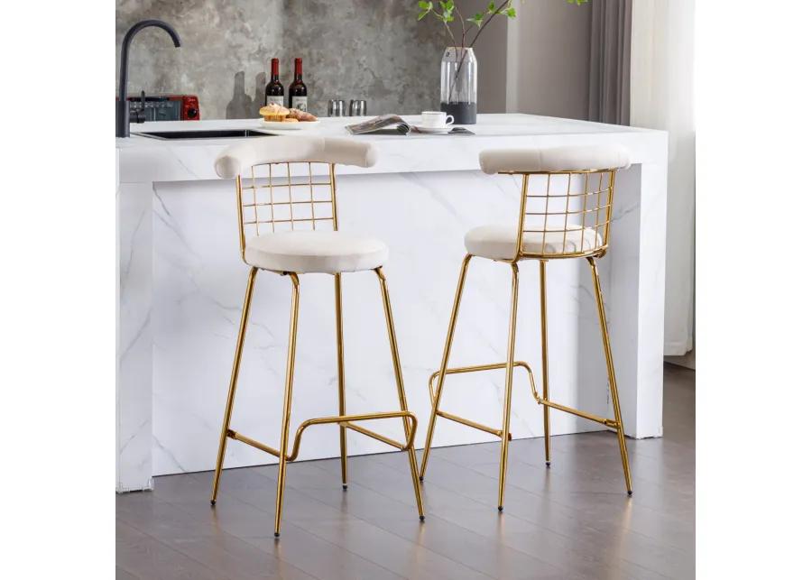 Luxury Velvet High Barstool Set of 2