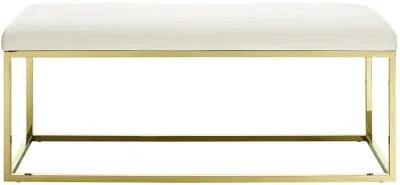 Modway Anticipate Velvet Upholstered Modern Bench With Stainless Steel Frame in Gold Ivory