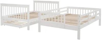 Merax Storage Bunk Bed Trundle Bed with Guard Rail