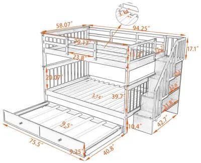 Merax Storage Bunk Bed Trundle Bed with Guard Rail