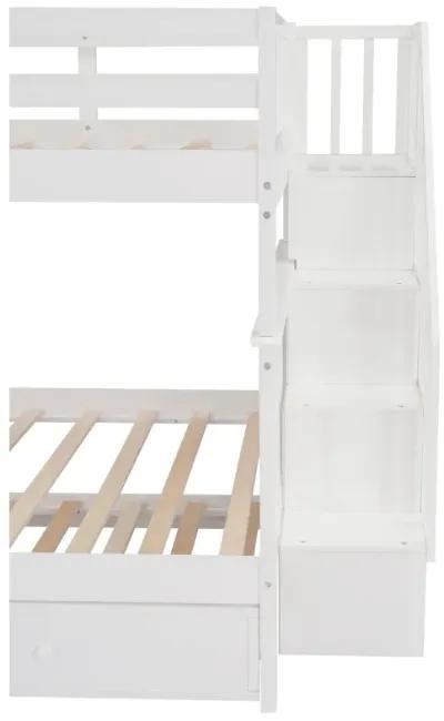 Merax Storage Bunk Bed Trundle Bed with Guard Rail