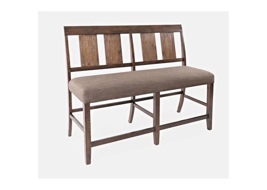 Jofran Mission Viejo Distressed Upholstered Counter Bench