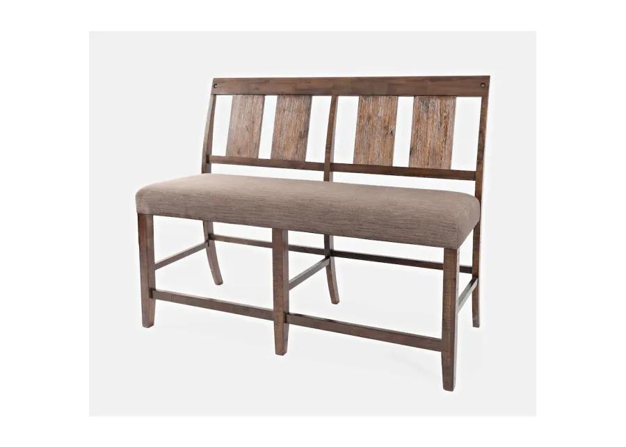 Jofran Mission Viejo Distressed Upholstered Counter Bench