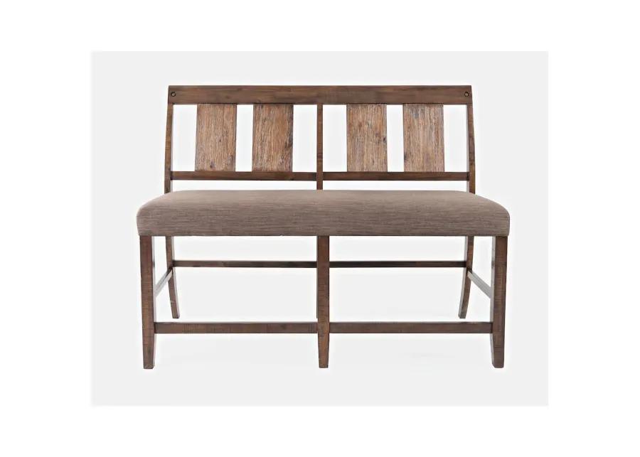 Jofran Mission Viejo Distressed Upholstered Counter Bench