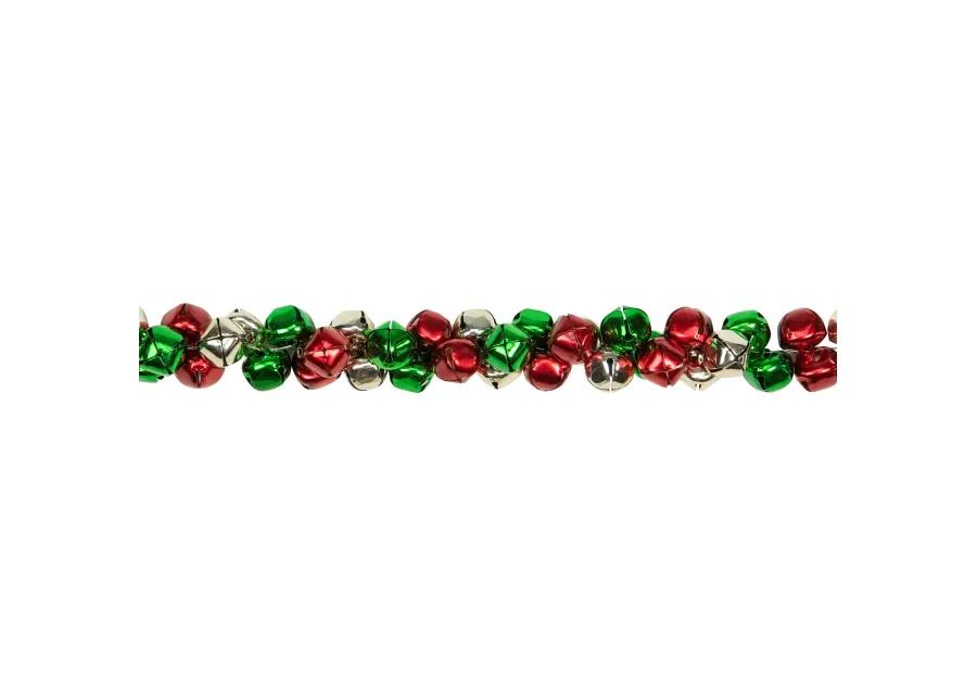 5' Red  Green and Gold Jingle Bell Christmas Garland