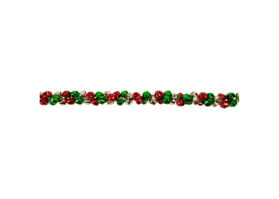 5' Red  Green and Gold Jingle Bell Christmas Garland