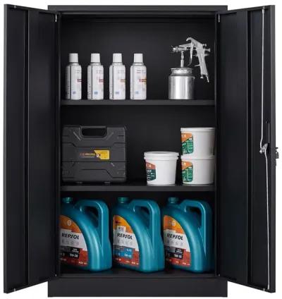 Lockable Metal Storage Cabinet with Adjustable Shelf