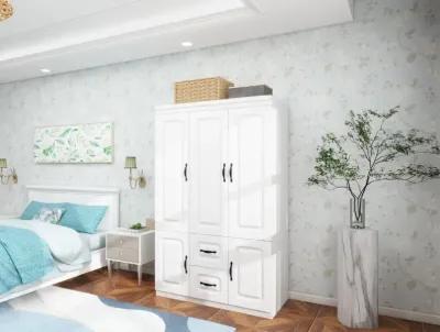 Armoire Wardrobe Closet with 3 Door and 2 Drawers Tall Cabinet for Large Capacity, Closet Wardrobe Cabinet with Hanging Rail and Metal Handle White for Bedroom 47.2" W x 20.5" D x 74" H