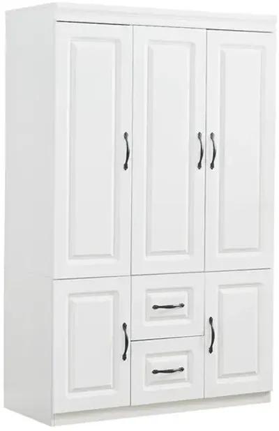 Armoire Wardrobe Closet with 3 Door and 2 Drawers Tall Cabinet for Large Capacity, Closet Wardrobe Cabinet with Hanging Rail and Metal Handle White for Bedroom 47.2" W x 20.5" D x 74" H