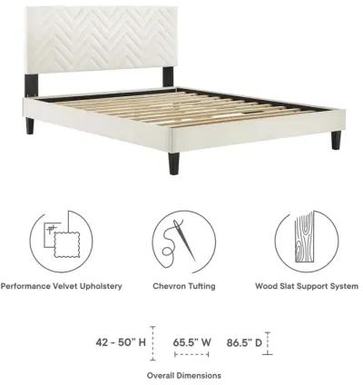 Modway - Leah Chevron Tufted Performance Velvet Full Platform Bed