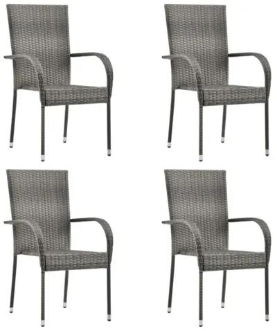 vidaXL Stackable Outdoor Chairs 4 pcs Gray Poly Rattan