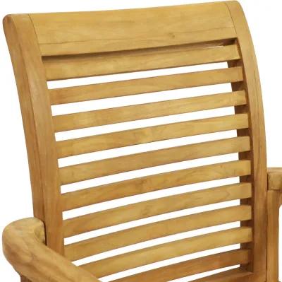 Sunnydaze Solid Teak Wood Patio Slat-Back Dining Armchair