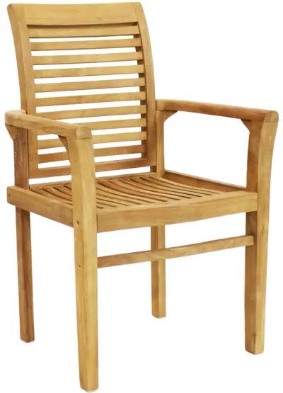 Sunnydaze Solid Teak Wood Patio Slat-Back Dining Armchair