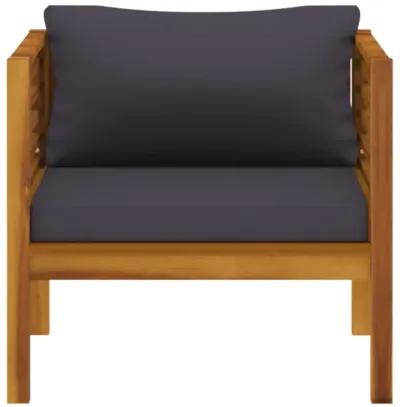 vidaXL Patio Chair with Dark Gray Cushions Solid Acacia Wood