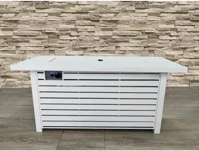 Living Source International 24'' H x 42" W x 20" D Outdoor Fire Pit Table with Lid (WHITE)