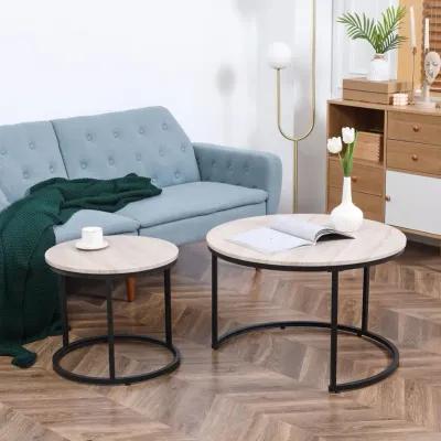 Grey Living Room Tables: Set of 2 Round Nesting Coffee Tables